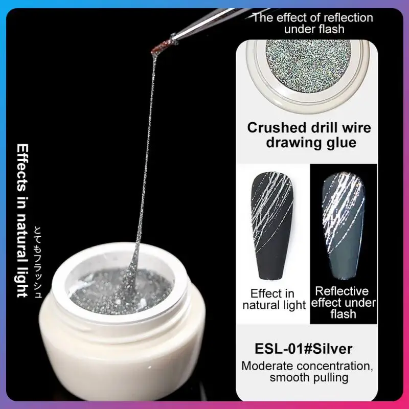 

6 Colors Glitter Gel Nail Polish Liner Painting Gel Nail Art Polish Gel Nail Accessories Reflective Wire Drawing Gel Diy Nails
