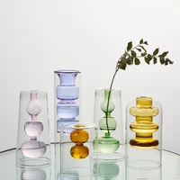 nordic flower vase colorful transparent glass vase hydroponics terrarium home decor living room decoration desk accessories