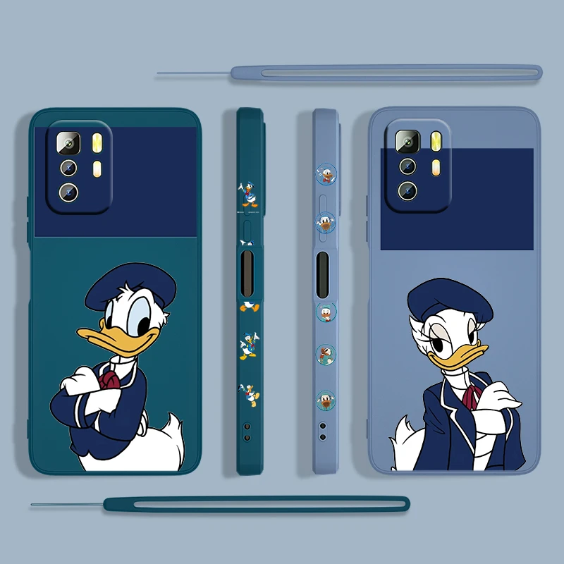 

Anime Donald Cute Daisy Phone Case For Xiaomi Redmi Note 11 11S 10 10S 9 9S 9T 8 8T 7 5 Pro 5G Liquid Left Rope Silicone Fundas