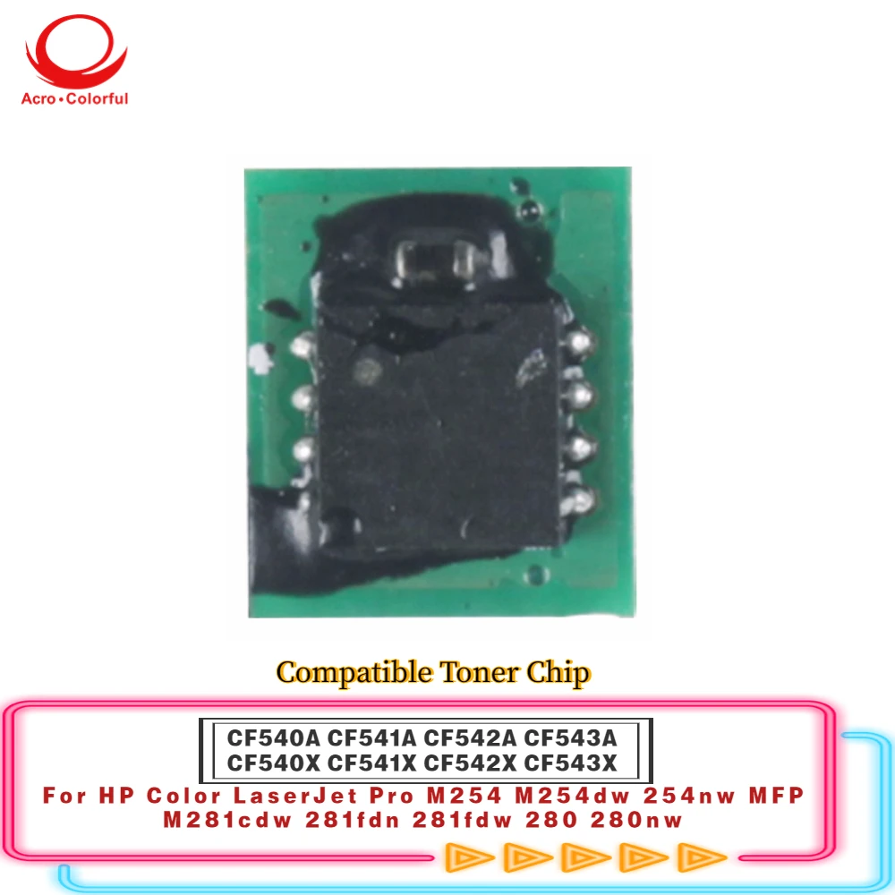 

202A 203A совместимый CF540A CF541A CF542A CF543A тонер-чип для HP Pro M254 M254dw 254nw M281 CF500A CF501A CF502A CF503A