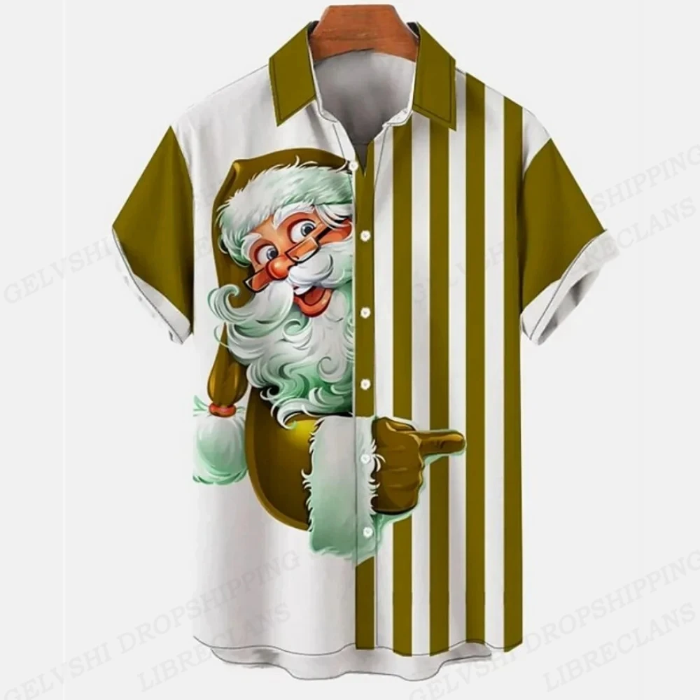 

Забавные Рубашки с Санта Клаусом, мужские Модные рождественские Гавайские рубашки, пляжные блузки, рубашка с лацканами, рубашки с изображением Кубы, Мужская одежда для отдыха