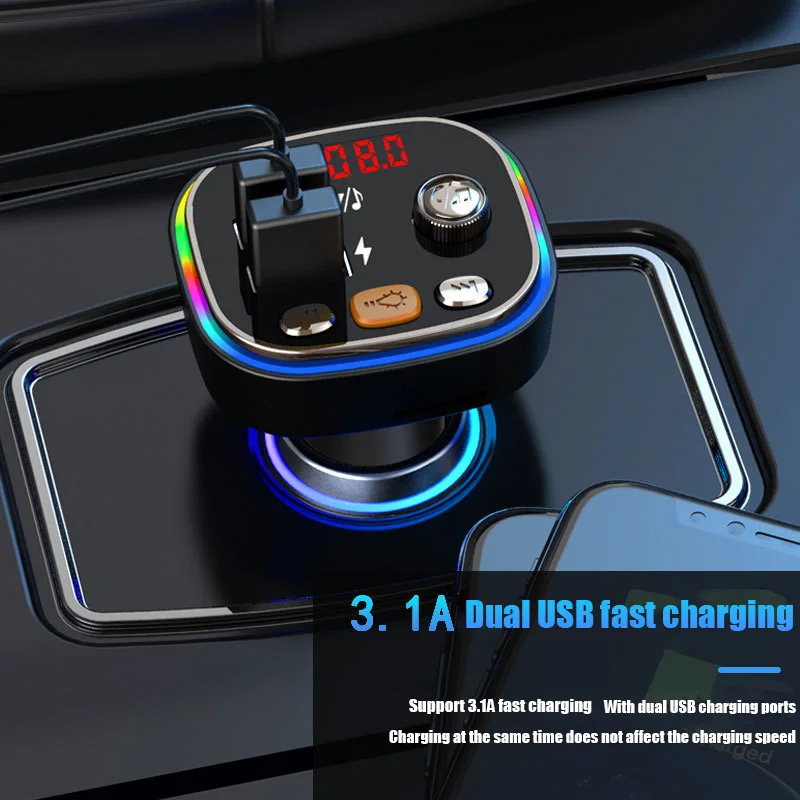 

FM-трансмиттер автомобильный с поддержкой Bluetooth 5,0 и USB