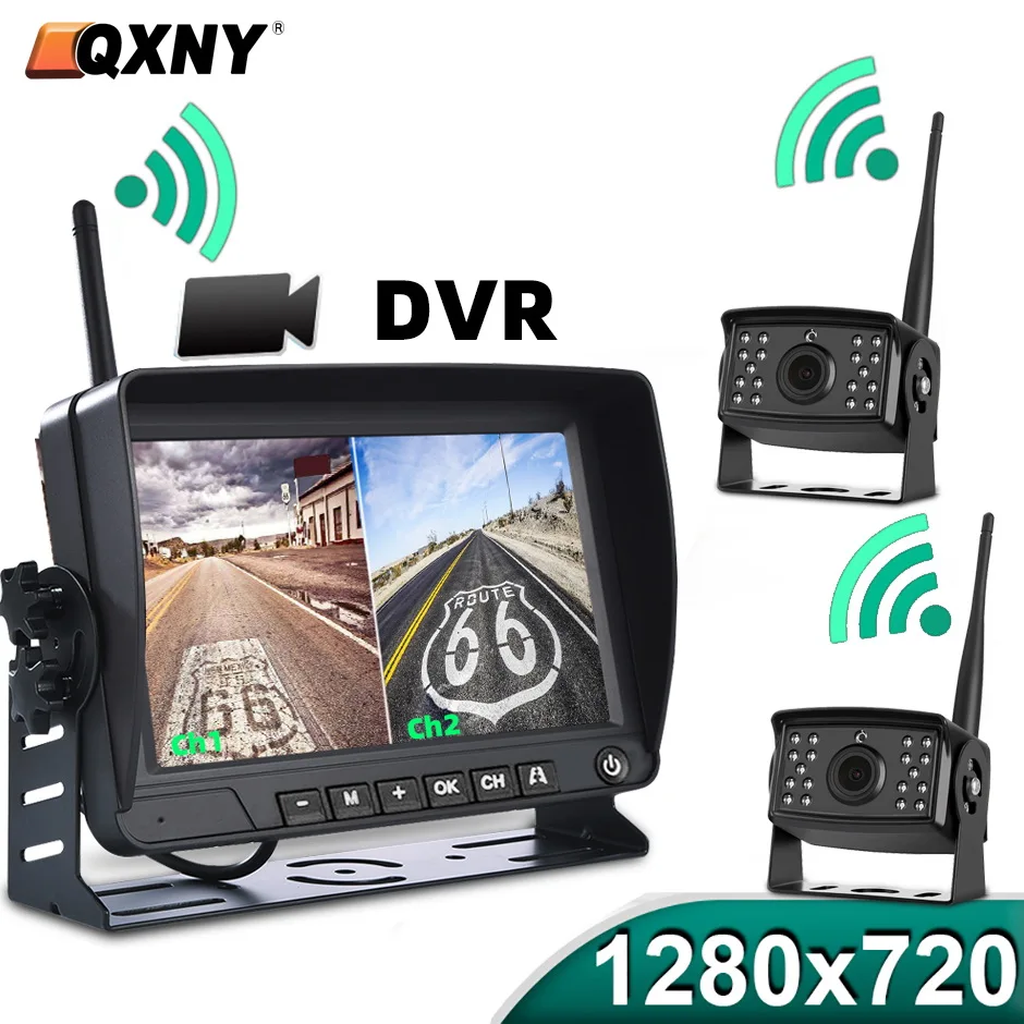 

High Definition AHD Wireless Truck DVR Monitor 7" Night Vision Reverse Backup Recorder Wifi Rear Camera For Bus Car RV Van