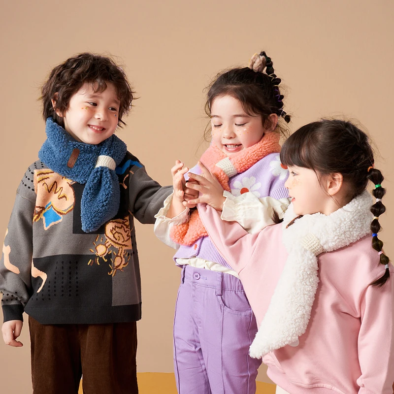 

Kocotree Beautiful Color Winter Scarf For Children Baby Christmas Warm Scarves Girls For Kids Wool Collar Baby Scarves