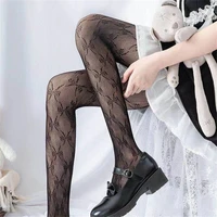 lolita lace black pantyhose japanese gothic women love embroidery new punk stockings tights body shape bottoming stocking mallas