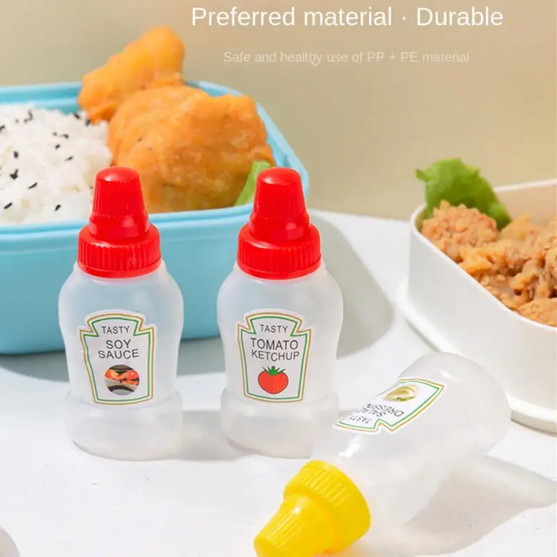 

2/4/5PCS Polychromatic Salad Container Multifunctional Condiment Squeeze Bottle Portable Convenient Squeeze Bottle Single