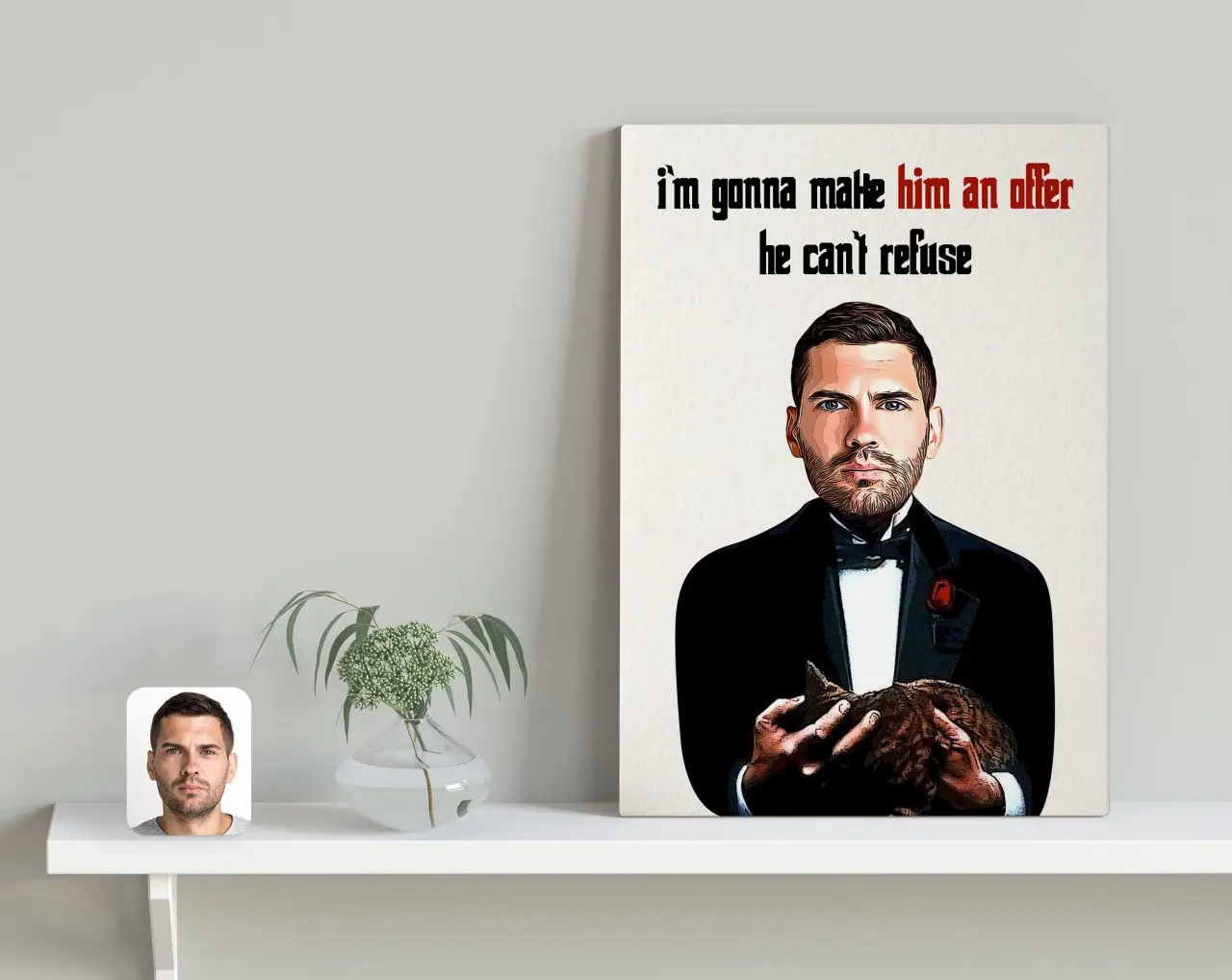 

Personalized Custom Godfather Godfather Caricature Of Canvas table 30x50cm-4 Special Design Friends Lovers Gift Beautiful Memories Office decoration