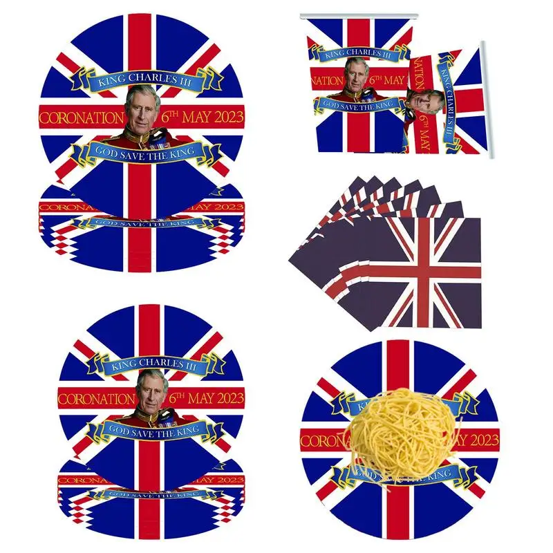 

Union Jack Tableware Set UK Themed Paper Plates/Napkins/Cups Party Tableware For King Charles III Coronation Decorations