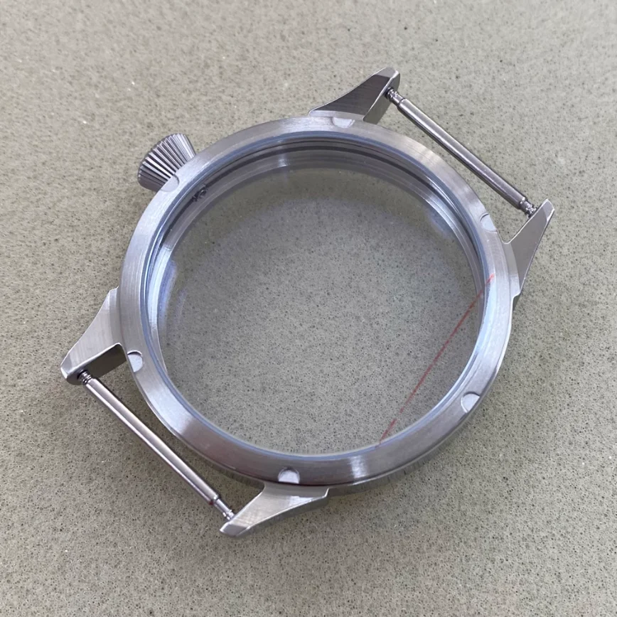 42MM Watch Case Stainless Steel See-through Bottom Case Sand Case Masonry Handle for ETA 6497/ST3600 Movement Watch Parts