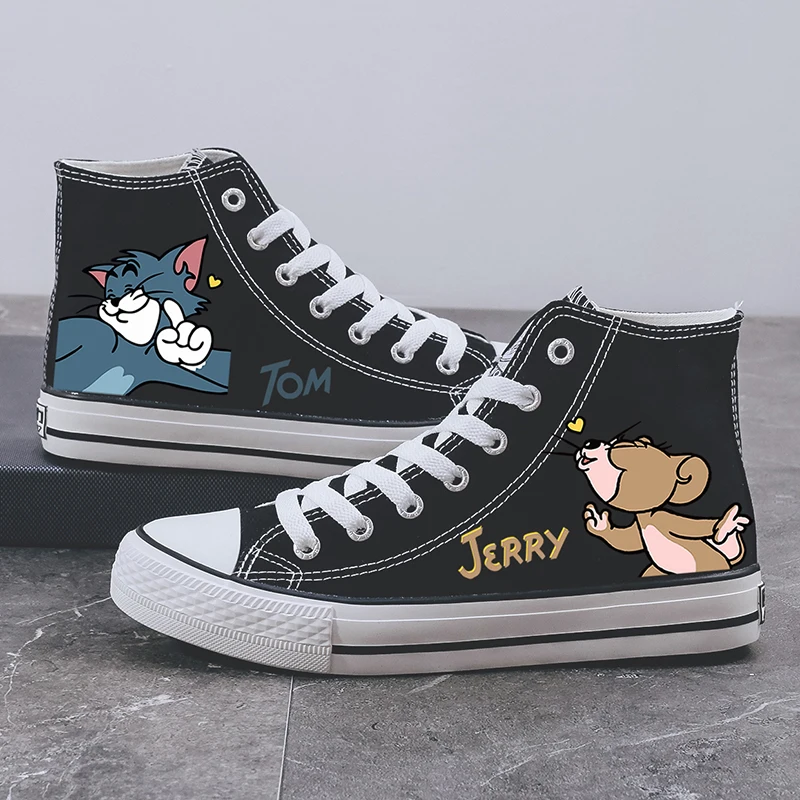 

Kawaii original cartoon anime characters Canvas shoes men's high-top sneakers spring couple casual shoes women's graffiti shoes