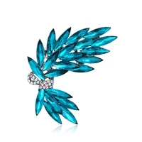 elegant crystal blue rhinestone flower brooch pins women wedding party bouquet brooches for simple scarf fashion jewelry