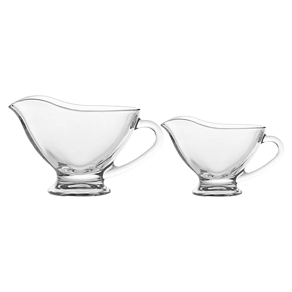 

2 Pcs Sauce Bucket Clear Container Gravy Pourer Sauce Pitcher Creamer Gravy Boat Dish Glass Crystal Gravy Boat