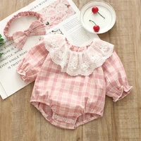 baby girl bodysuits spring autumn solid flowers mesh patchwork rompers playsuits for newborns cotton long sleeve kids clothes
