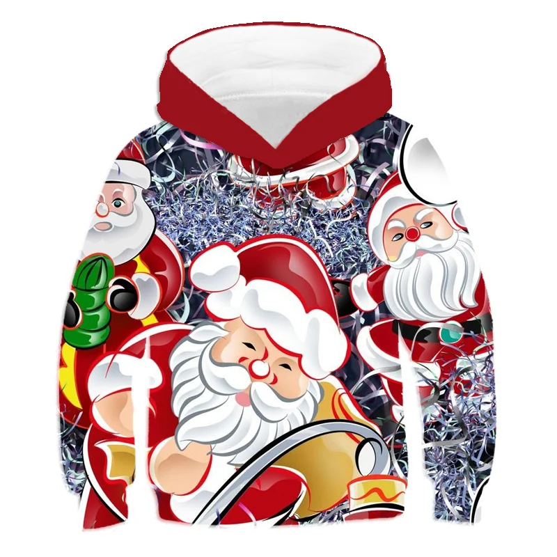 Christmas Santa Claus Hoodies 3D Print Elk Gifts Sweatshirts Boy Girl Unisex Hooded Sweatshirt kids Cute Oversized Coat