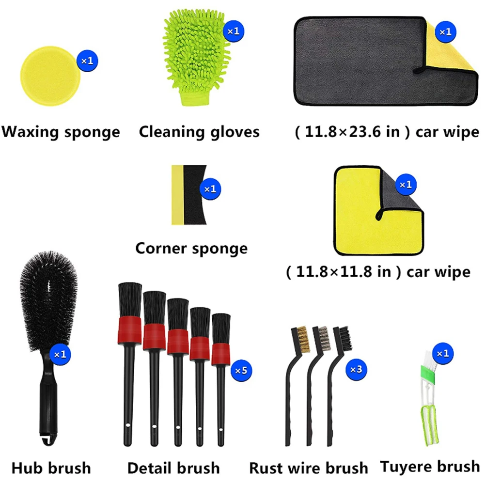 

15pcs Long Soft Interior Exterior Dashboard Car Detailing Brush Set Seat Auto Tire Air Vent Wash Cleaning Engine Carpet