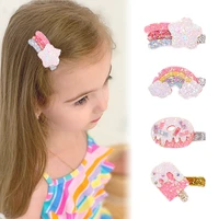 sweet rainbow cloud hair clips girls glitter ice cream balloon cartoon hairpin princess hair barrettes donuts hair accessories