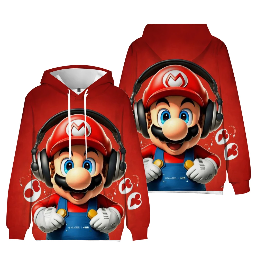 Super Mario Bros модная милая толстовка с капюшоном принтом повседневная удобная и