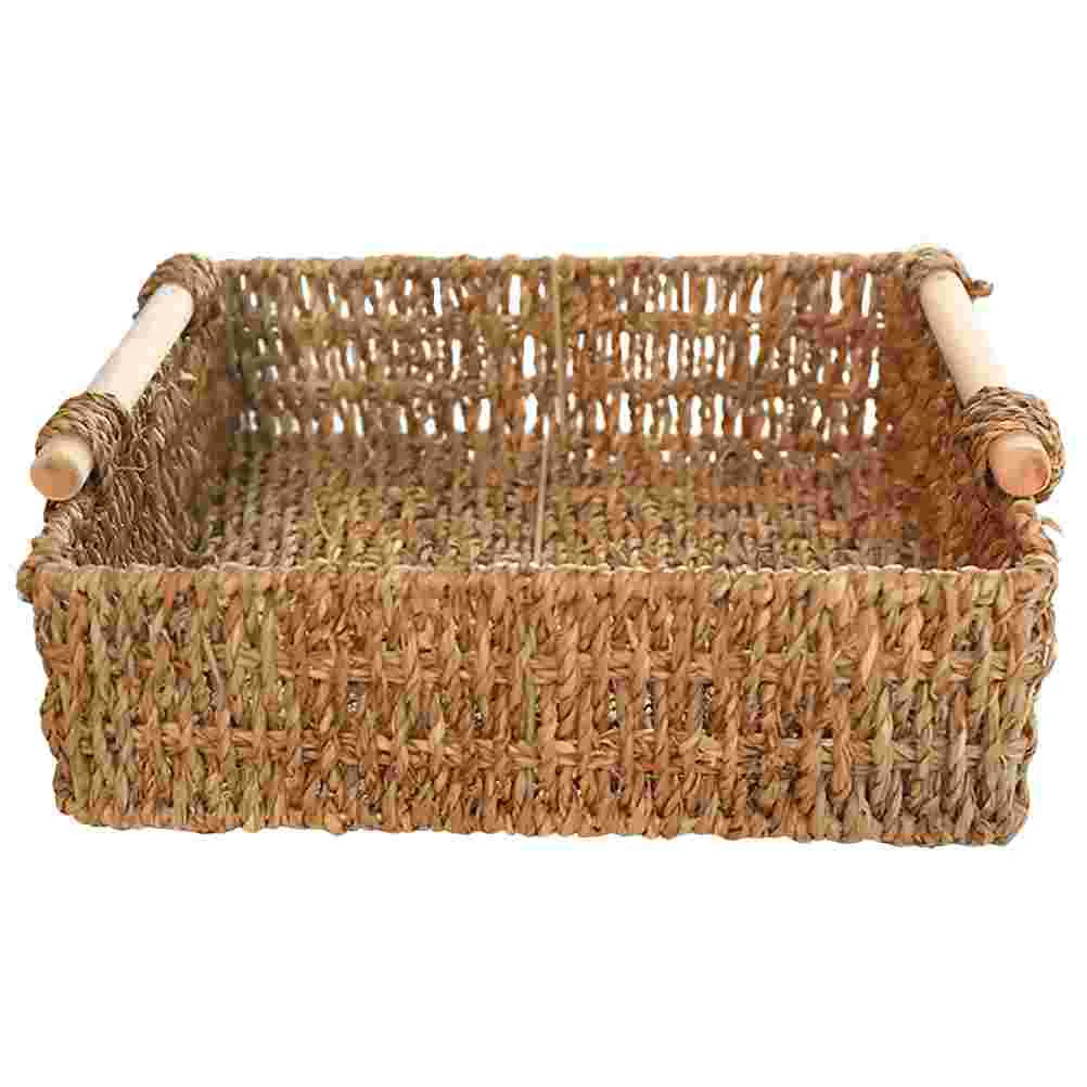 

Basket Baskets Storage Woven Wicker Rattanseagrassorganizer Desktop Sundries Organizing Bread Makeup Rectangular Bathroom