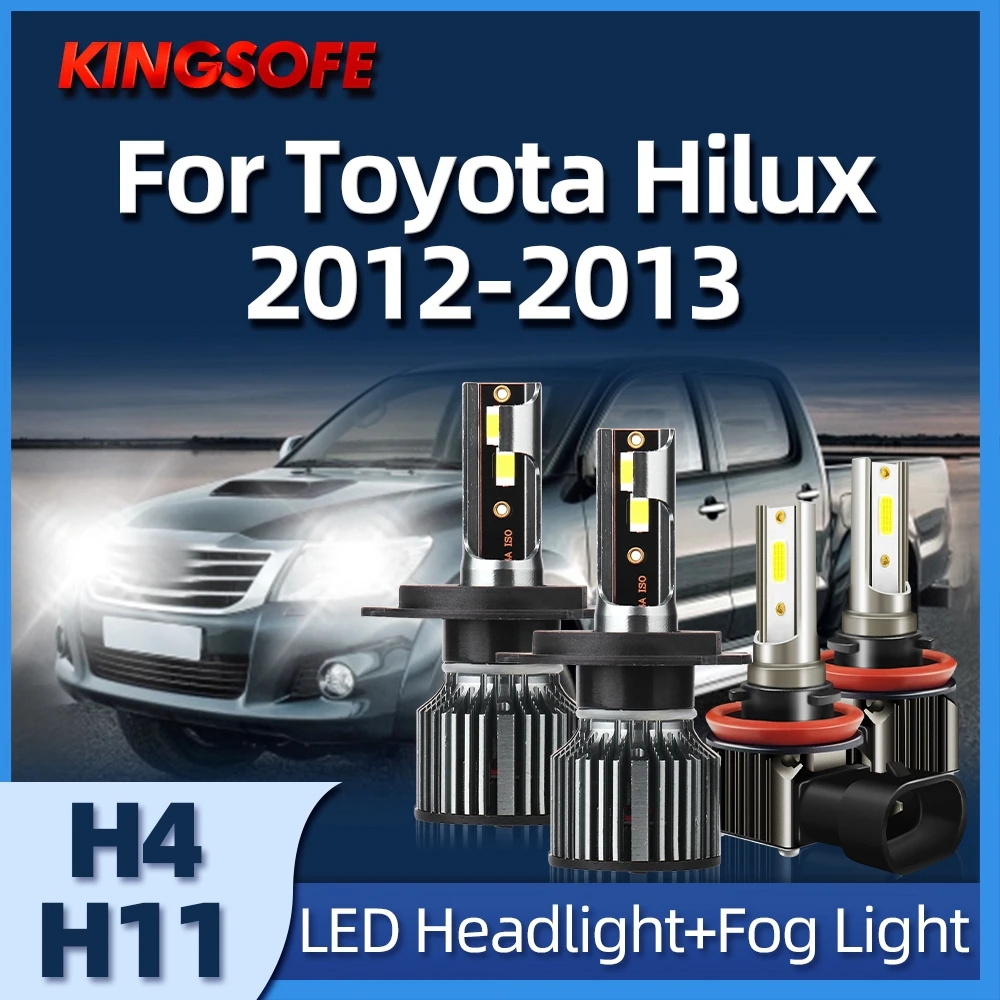2/4PCS LED 12V H11 10000LM H4 светодиодная лампа 100W Super Auto лампы подходят для Toyota Hilux 2012-2013