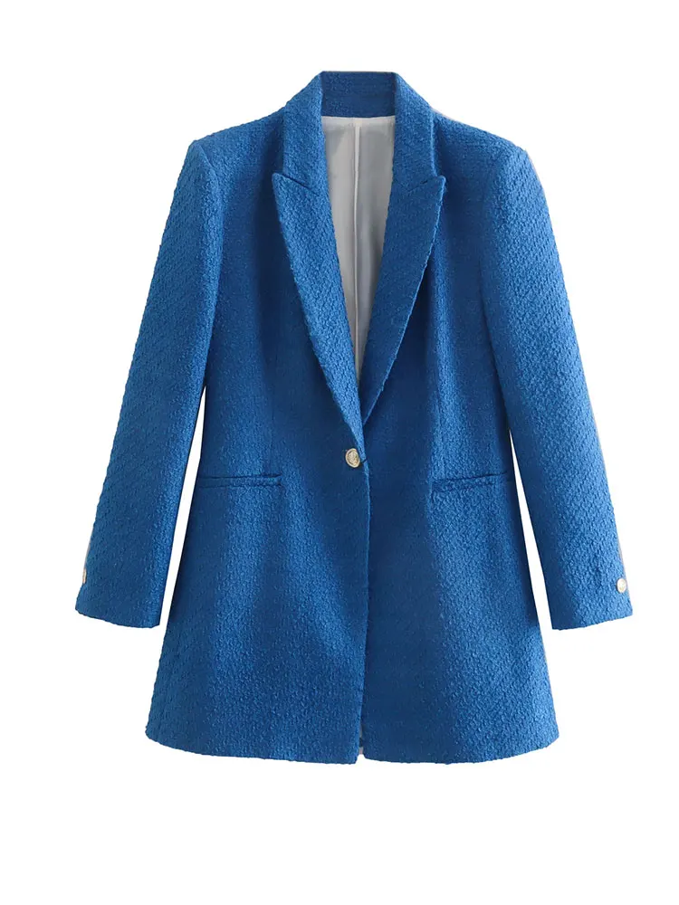 

Nlzgmsj ZBZA 2022 Autumn Spring Women Blazer Jacket Coat Vintage Long Sleeve Female Outerwear Chic Tops 202203