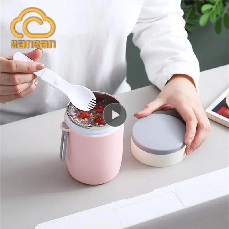 

Stainless Steel Soup Cup Sealed For Freshness Thermos Pot Convenient To Carry When Going Out Thickened Sealing Cutlery Set