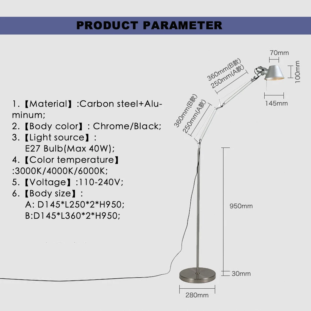 Светодиодная Складная Алюминиевая прикроватная лампа для дома и офиса напольные