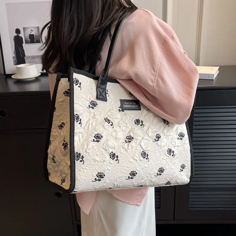

Вместительная Холщовая Сумка-тоут для женщин, роскошные винтажные дамские сумочки на плечо, Портативная сумка для покупок в Корейском стиле