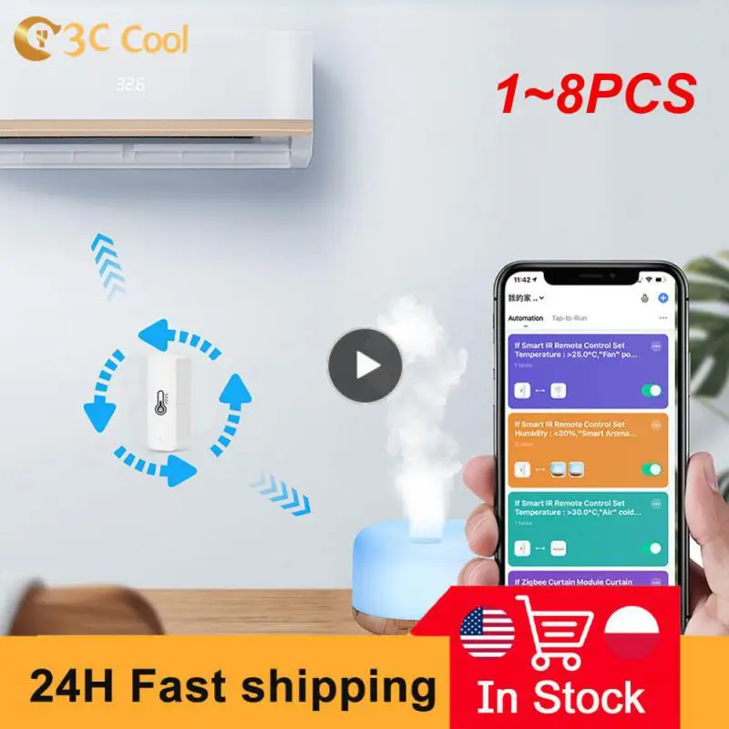 

1~8PCS Tuya Smart Wifi Temperature And Humidity Sensor Indoor Hygrometer Controller Monitoring For Alexa Home