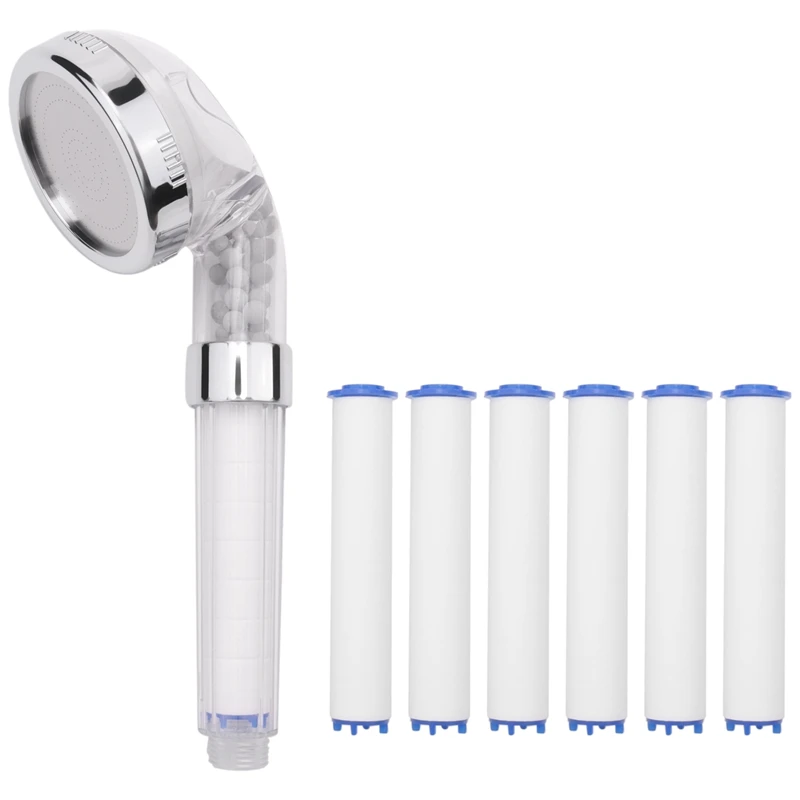 

Bathroom Handheld Shower Water Saving Head Set With 6 Filters High Pressure Portable Shower Head Hand Shower