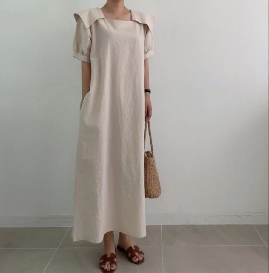 

Korean small, fresh, simple and slim dress Minimalist Dress Pullover Loose Thin Elegant Dress Summer 2022 New