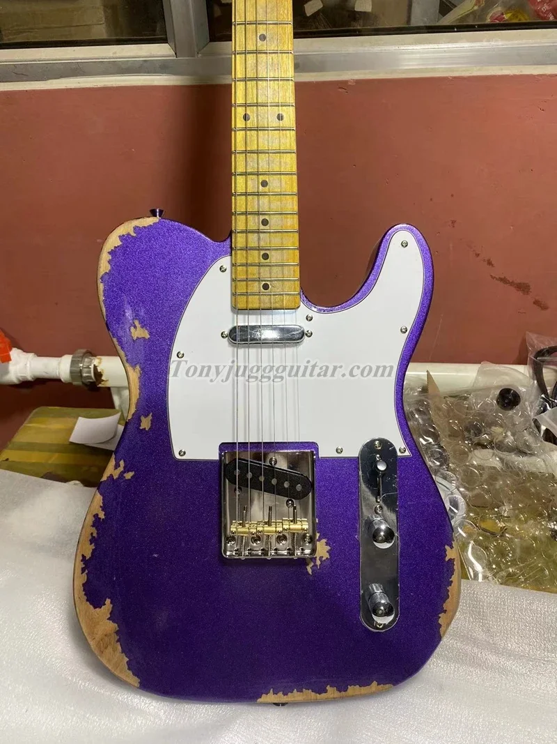 

Custom shop Relic Big Sparkle Metallic Purple Electric Guitar , Maple Neck&Fingerboard , 3 Saddle Bridge,