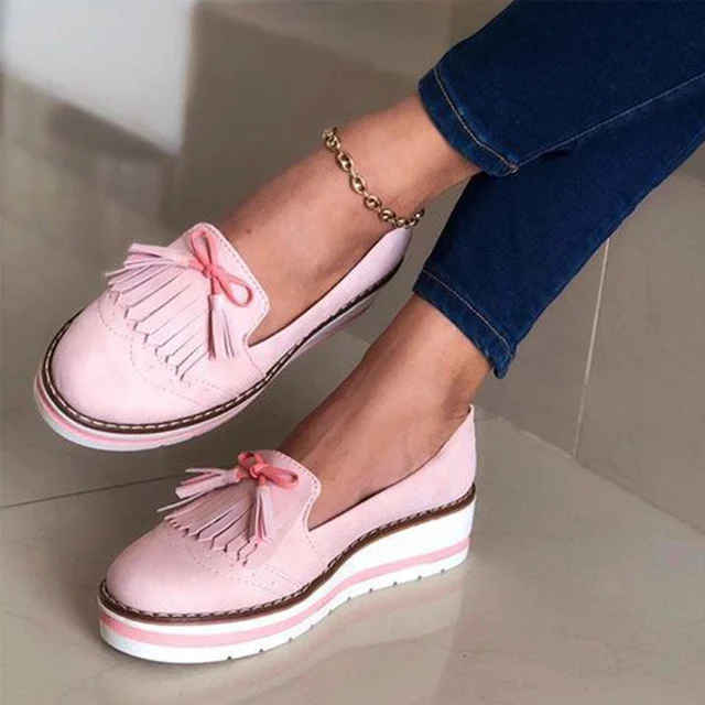 

Plus Size 43 Spring Autumn Women Loafers Shoes Woman Shallow Ladies Flat With Non-slip Thick Platform Female Casual Soft Shoes