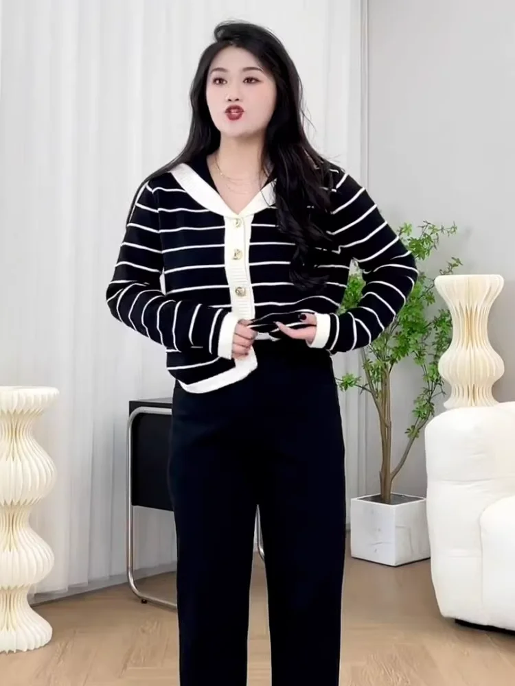 Осенне-зимняя Новинка женская одежда полосатая трикотажная нижняя рубашка без