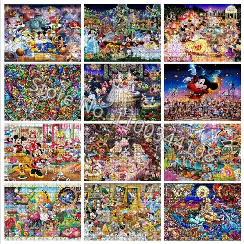 

Disney Cartoon Characters Jigsaw Puzzles Mermaid Princess Beauty and The Beast Paper Puzzle for Children Educational Toys Gifts