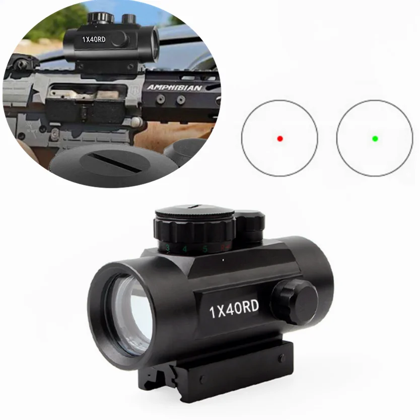 

1x40 Red Dot Scope Sight Tactical Rifle scope Green Red Dot Collimator Dot With 11mm/20mm Rail Mount Airsoft Air Hunting