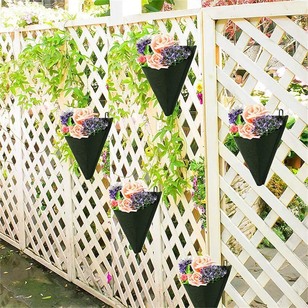 

Durable Plant Hanger Pot Flower Garden Pocket Triangle Wall Mount Planter Bag Plants Hanging Bag with Iron Hook