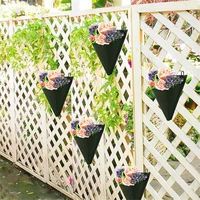 durable plant hanger pot flower garden pocket triangle wall mount planter bag plants hanging bag with iron hook