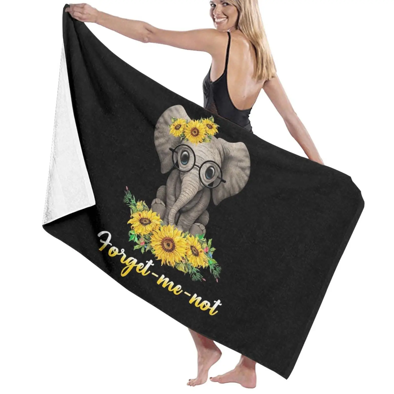 

Elephant Print Beach Towel Soft Highly Absorbent Large Beach Towel Men Girls Gifts Multipurpose for Bathroom, Hotel, Gym and Spa