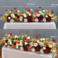 rose artificial flower table flower runner wreath flower row home decoration wedding table center decoration wedding supplies