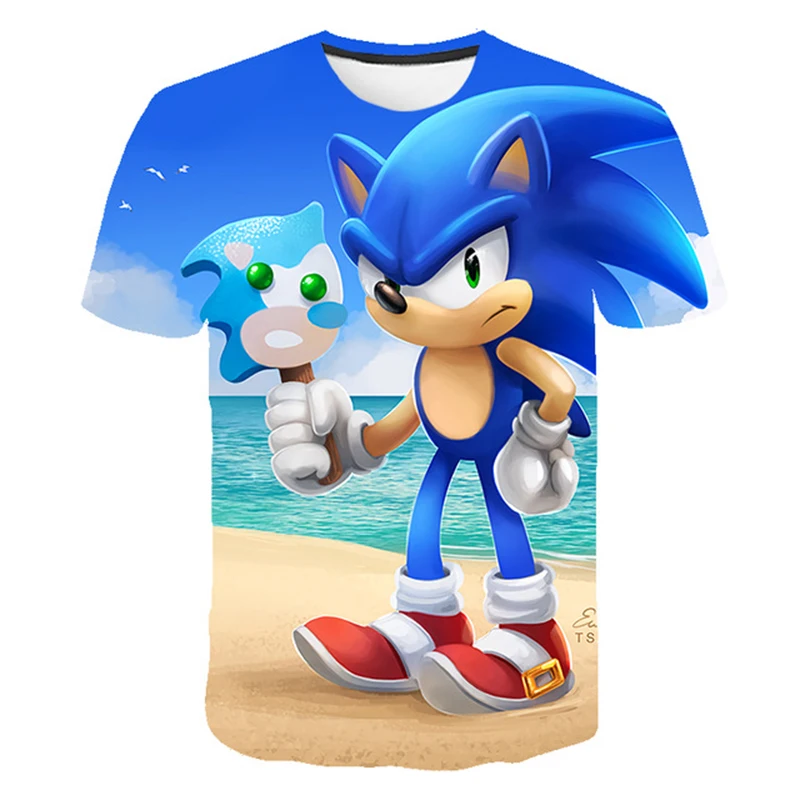 

Children T shirts Boys Clothing Cartoon Game Green Sonic Boys Clothes Kids O-Neck T-shirt Summer Clothes For Girls Unisex 12 Ys