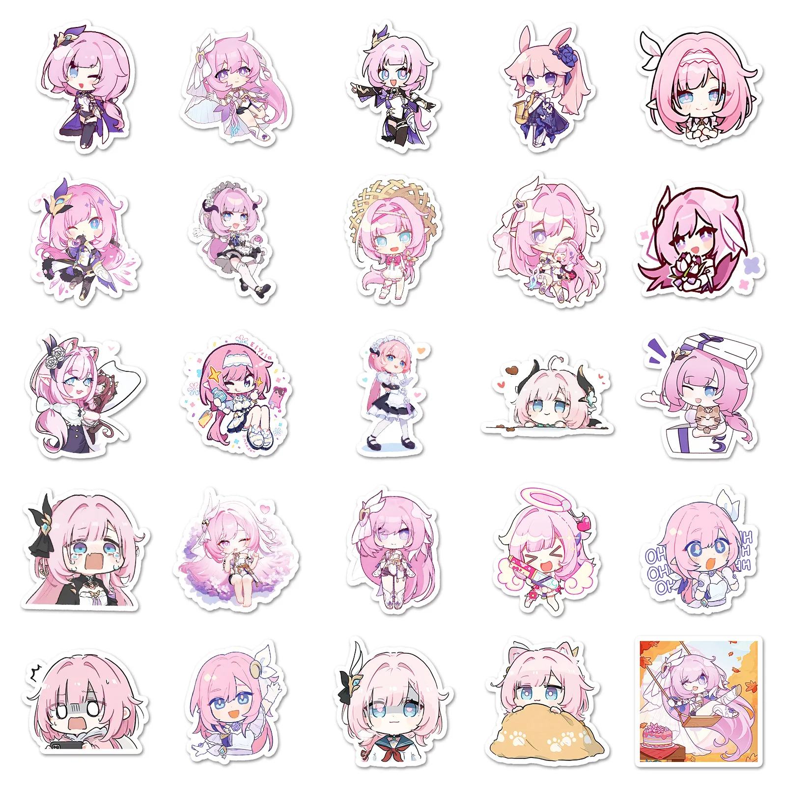 103050 шт. наклейки Honkai Impact 3, милые мультяшные наклейки Elysia, наклейки на холодильник, багаж, ноутбук, телефон, гитара, автомобиль, велосипед, скейтборд, наклейки (art.: 3920ccb21eba3) - 3920ccb21eba3