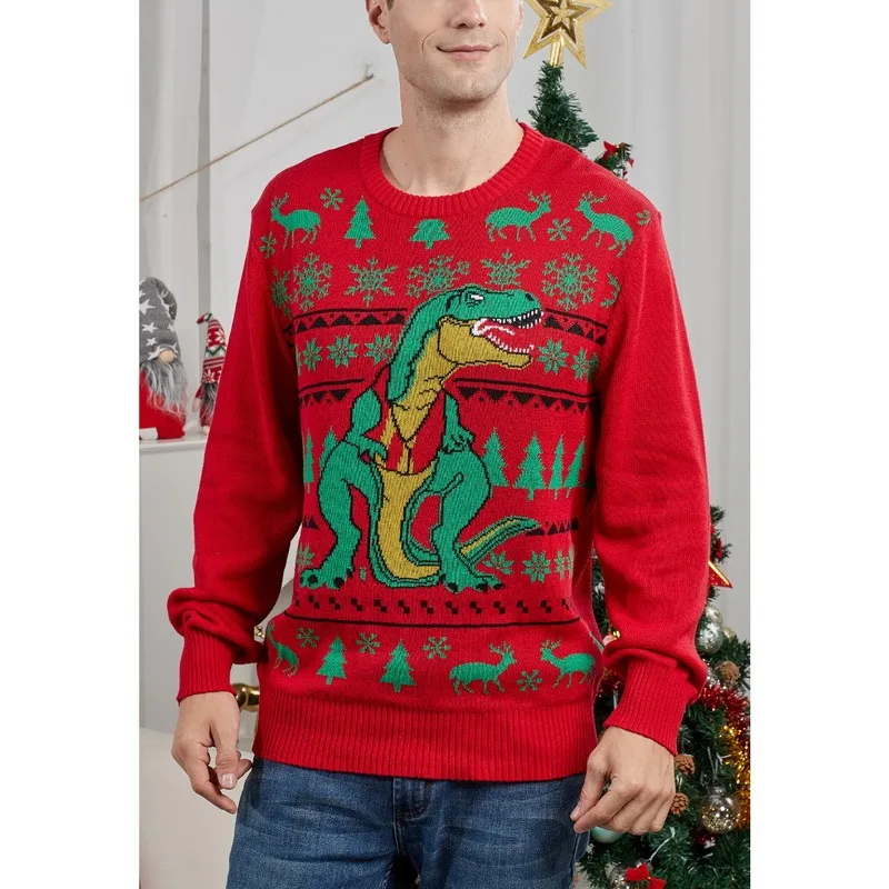 

New Year's Clothes Christmas Women Men Matching Sweaters Family Couples Jumpers Warm Thick 2023 Knitwear Xmas Look Tops