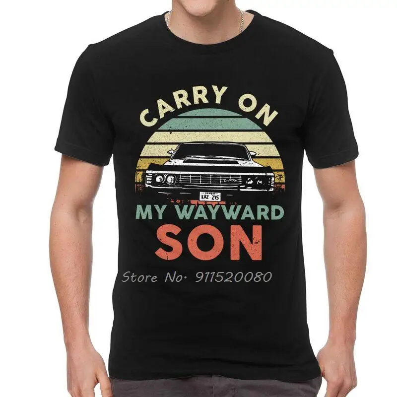 

Футболка мужская с надписью «Keep On My Wayward Son», хлопковая тенниска в стиле ретро, майка в стиле суперприрода, рубашка в стиле хип-хоп, уличная од...