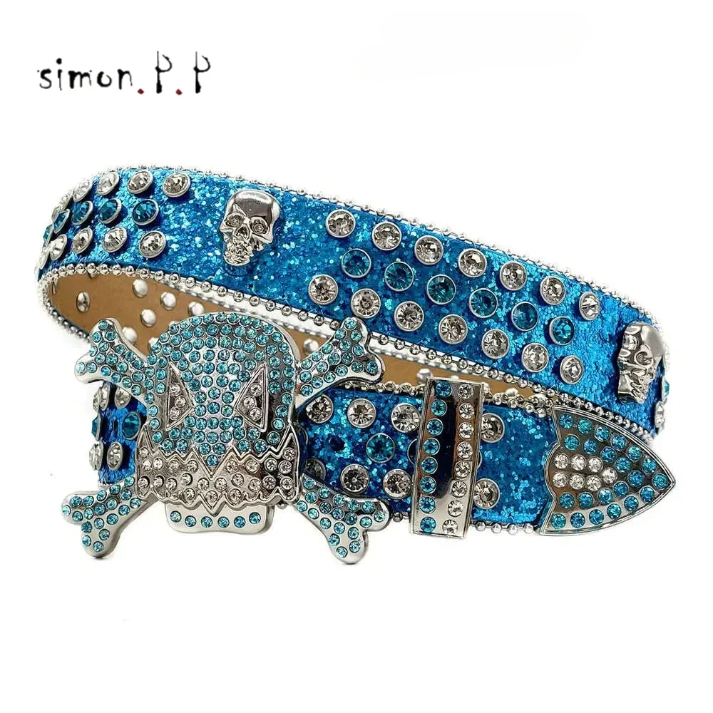 Роскошные дизайнерские ремни в стиле панк с черепом западном украшенные