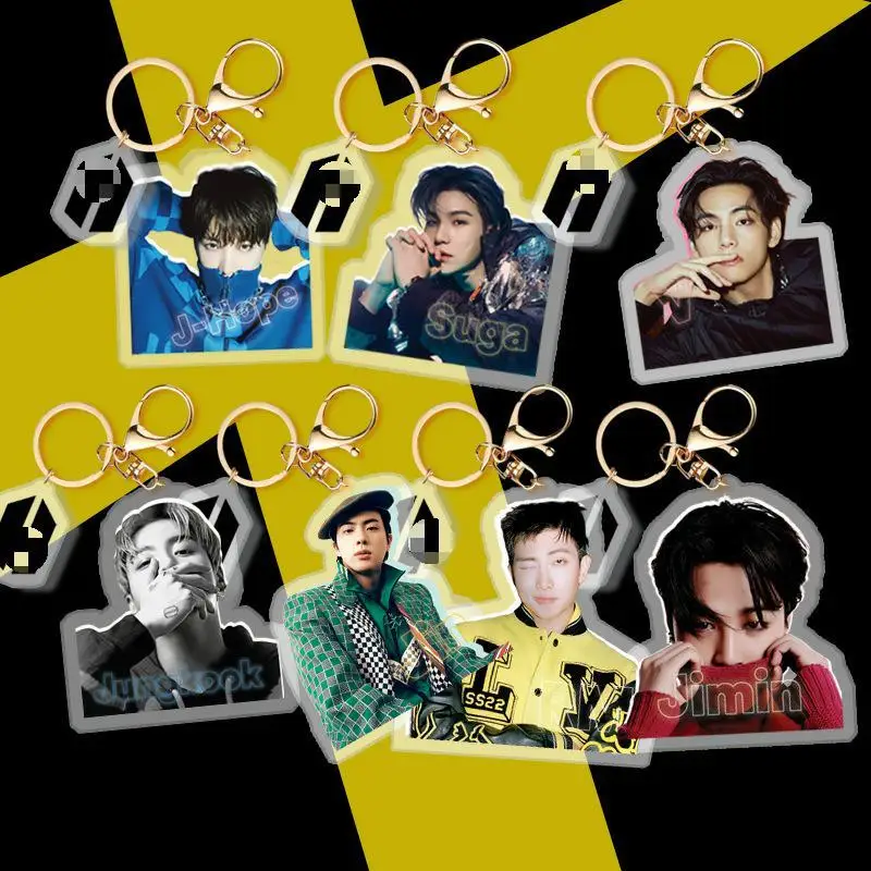 

KPOP Bangtan Boys New Acrylic Keychain Pendant Cute Backpack Decoration Accessories Cosplay gift JIMIN SUGA JIN Fan Collection