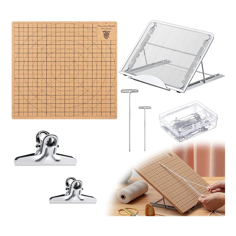 104Pc Lace Boards And Metal Adjustable Stands With T-Style Pin Clips Supplies Tools For Braided Rope Bracelets Durable