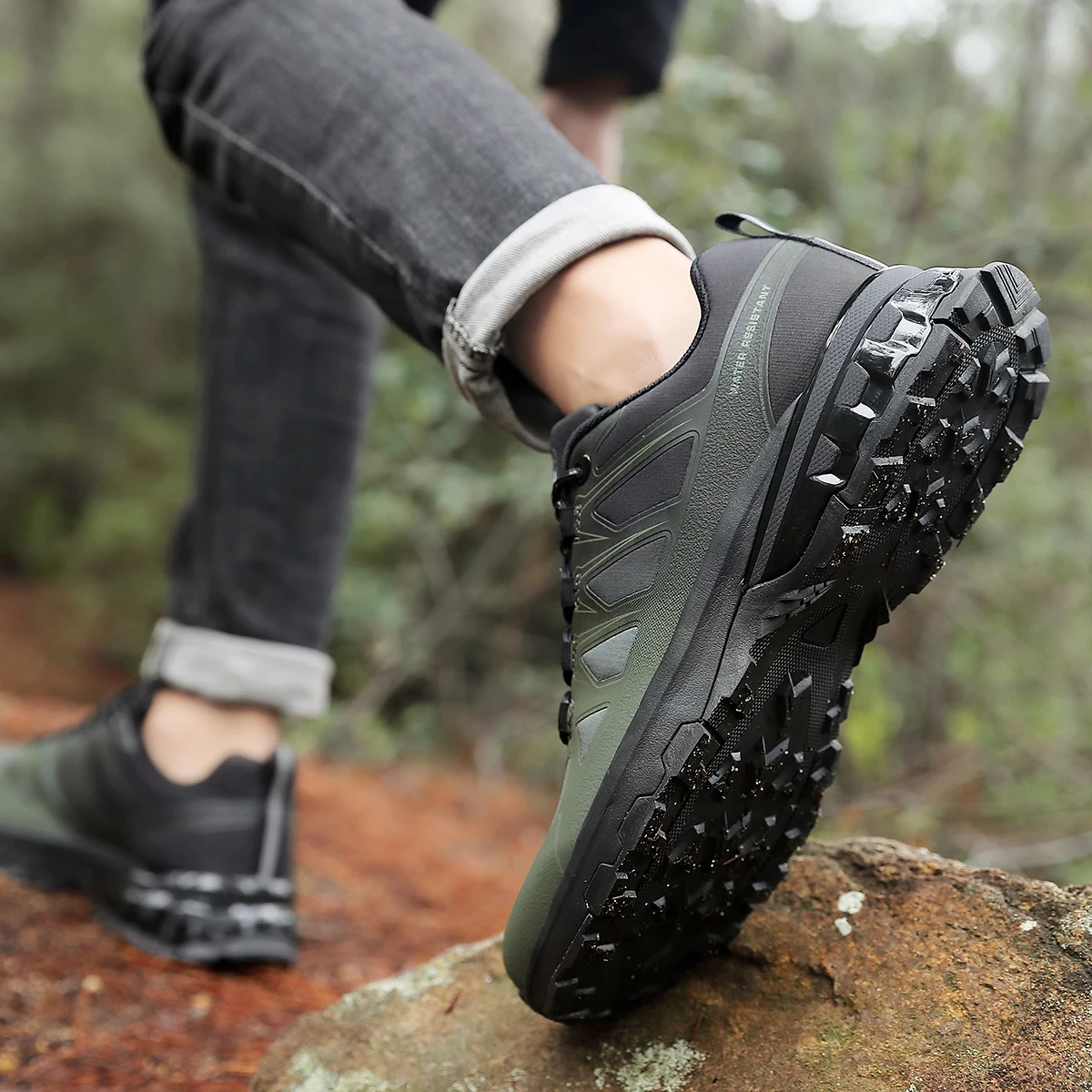 SALUDAS Men Sneakers Light Comfort Anti Slip Boots Waterproof Upper Cut Outdoor Walking Mountain Hiking Shoes Winter Sneakers