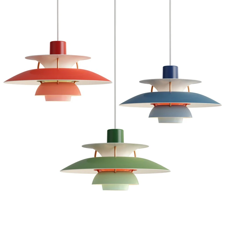 Lámpara colgante de paraguas superpuesta para el hogar, lámpara moderna de diseño colorido para salón