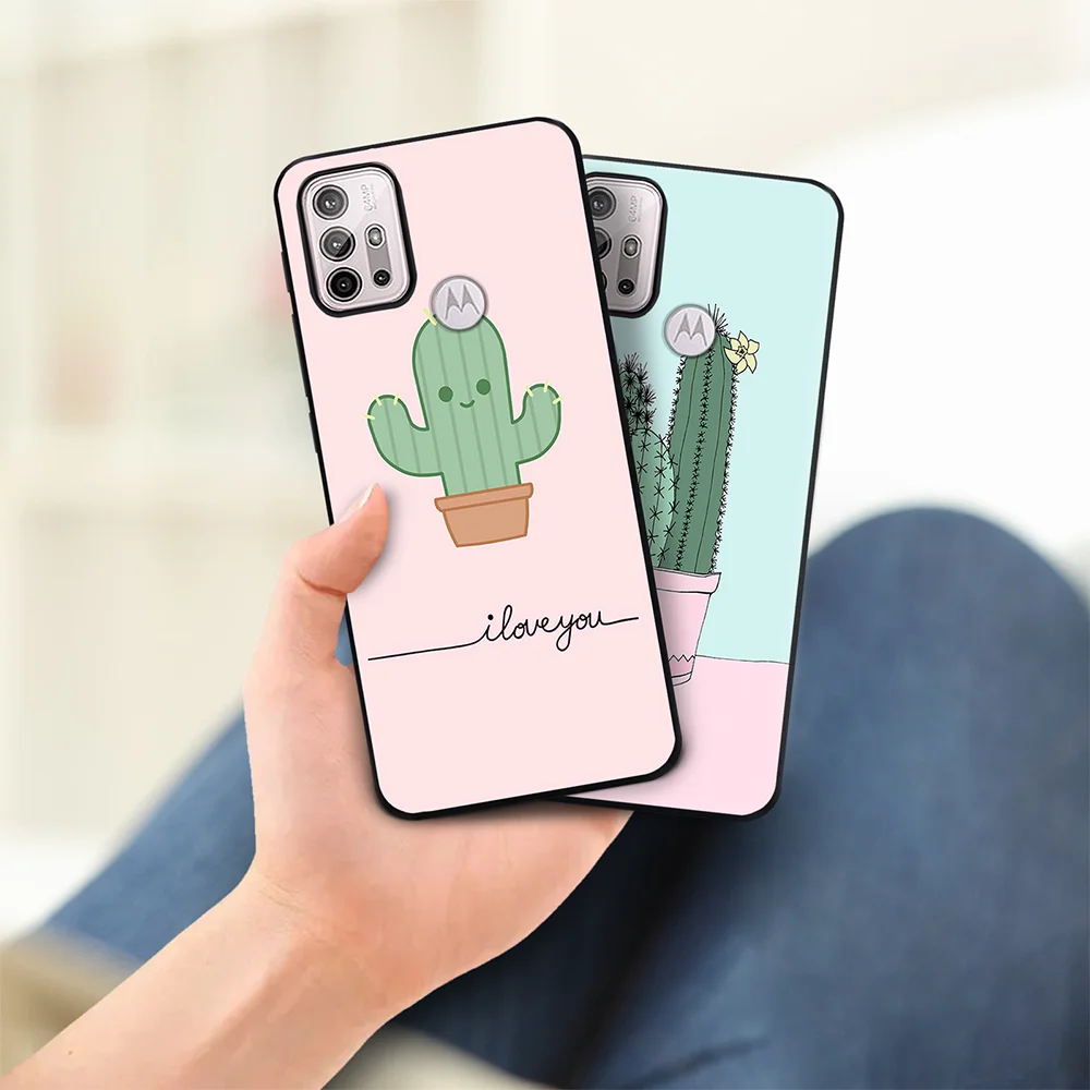 silicone black phone case for motorola moto g30 g9 play g40 fusion e7 e20 e40 e7 plus g20 g50 g60 succulent cactus covers coque free global shipping