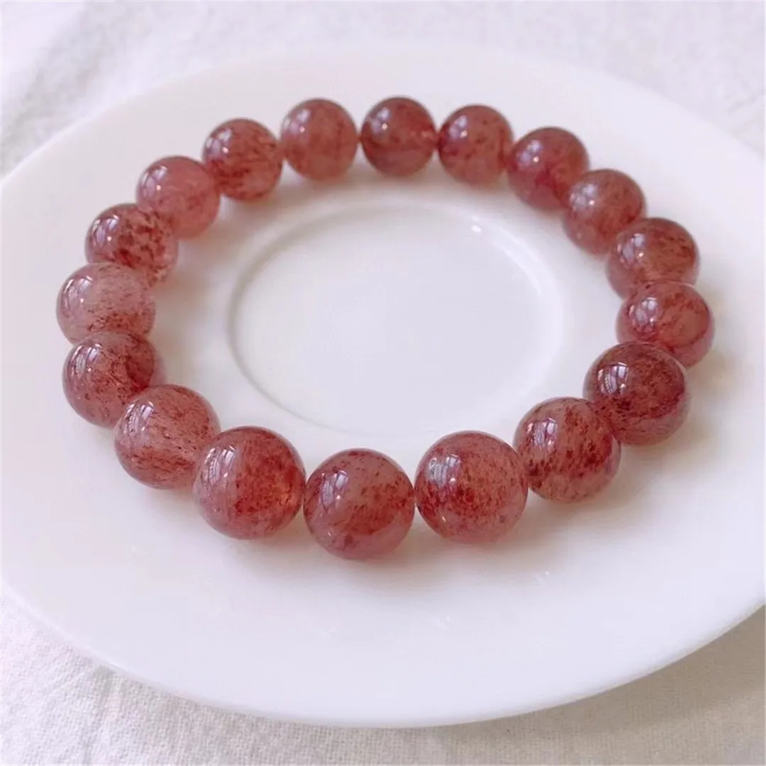 

11mm Natural Red Strawberry Quartz Bracelet Jewelry For Women Lady Men Crystal Gift Round Beads Beauty Gemstone Strands AAAAA